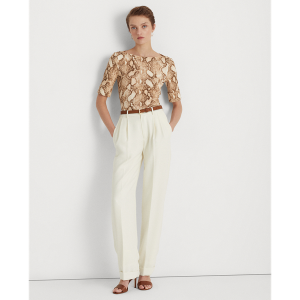 T-Shirt mit Schlangenmuster Lauren in Schwarz/Sandbraun 4