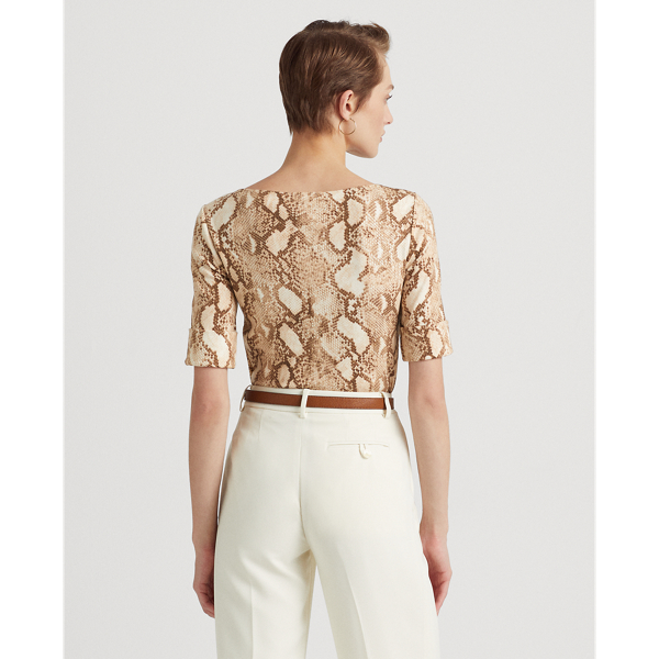 T-Shirt mit Schlangenmuster Lauren in Schwarz/Sandbraun 5