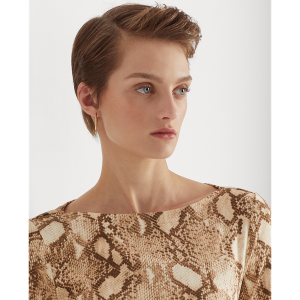 T-Shirt mit Schlangenmuster Lauren in Schwarz/Sandbraun 6