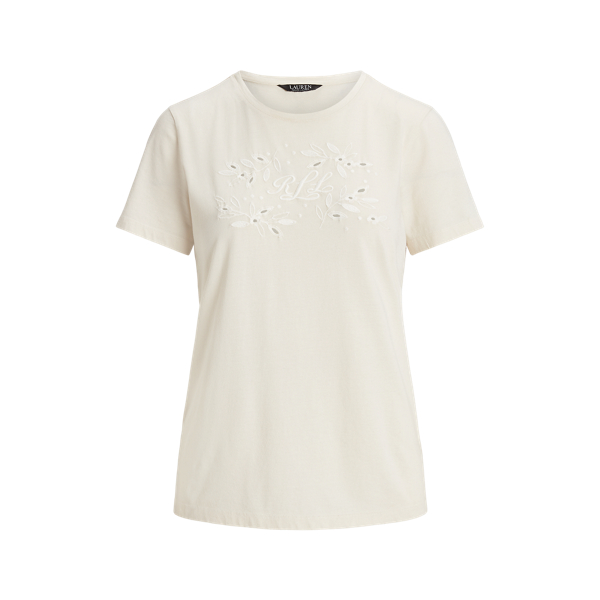 Eyelet Logo Cotton-Blend Tee