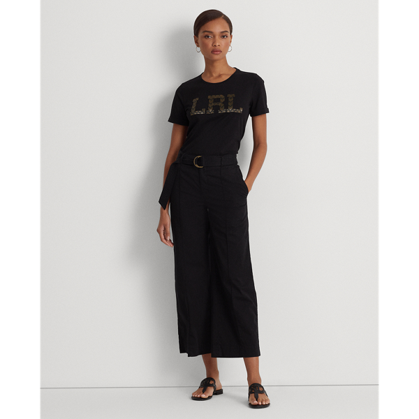 Black Beaded-Logo Jersey Tee Lauren 4