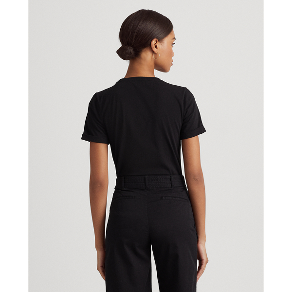 Black Beaded-Logo Jersey Tee Lauren 5