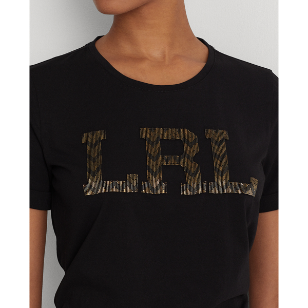 Black Beaded-Logo Jersey Tee Lauren 6