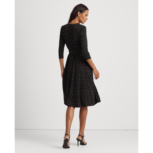 Overslagjurk van jersey met print Lauren in Zwart/bruin 5