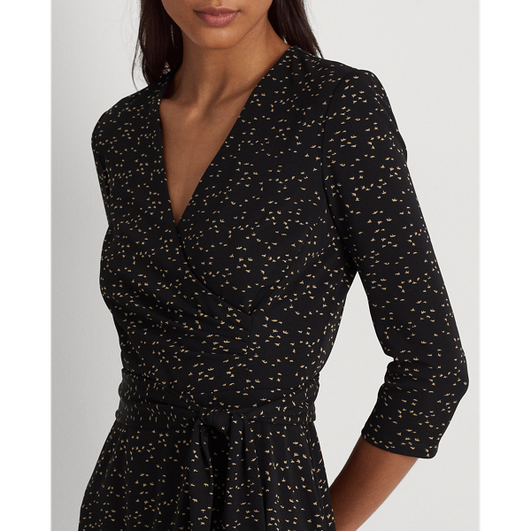 Overslagjurk van jersey met print Lauren in Zwart/bruin 6