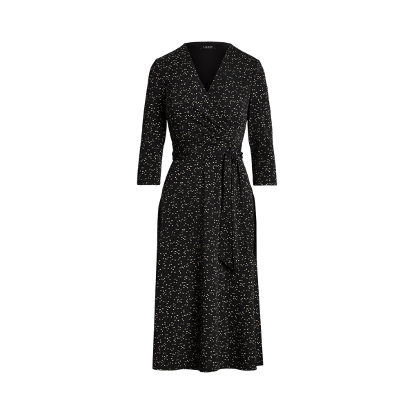 Overslagjurk van jersey met print Lauren in Zwart/bruin 2