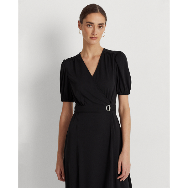 Jersey-Wickelkleid mit Puff&auml;rmeln Lauren in Schwarz 4