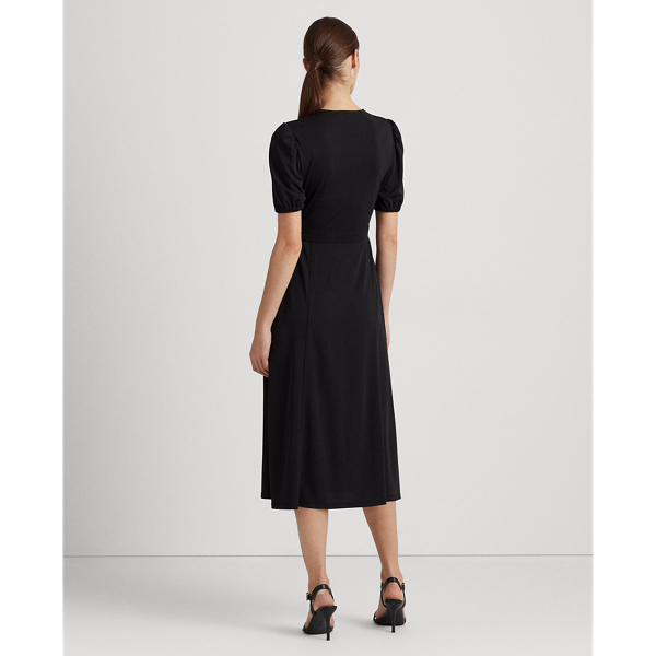 Jersey-Wickelkleid mit Puff&auml;rmeln Lauren in Schwarz 5