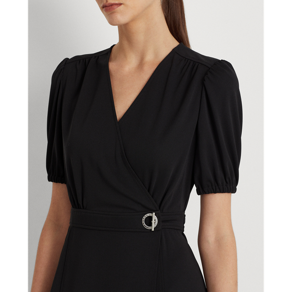 Jersey-Wickelkleid mit Puff&auml;rmeln Lauren in Schwarz 6