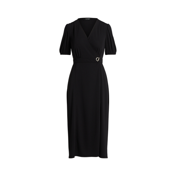 Jersey-Wickelkleid mit Puff&auml;rmeln Lauren in Schwarz 2