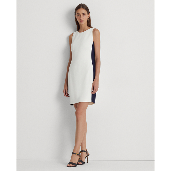 Robe droite bicolore en cr&ecirc;pe