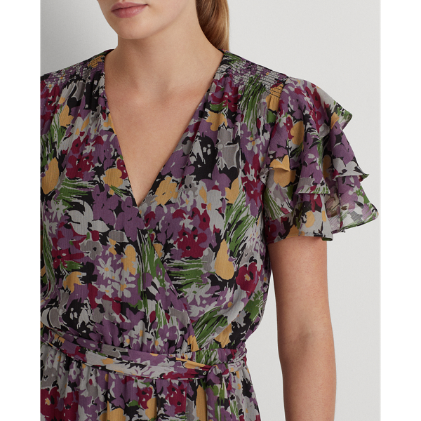 Gebl&uuml;mtes Kleid mit G&uuml;rtel Lauren in Schwarz/Lavendel/Multi 6