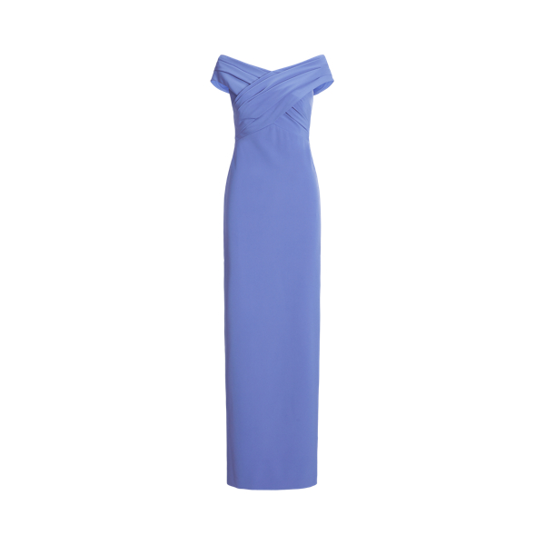 Schulterfreies Cr&ecirc;pe-Abendkleid Lauren in Neuengland-Blau 2