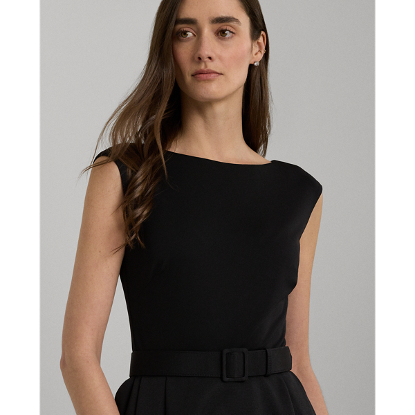 Black Belted Faille &amp; Jersey Gown Lauren 6