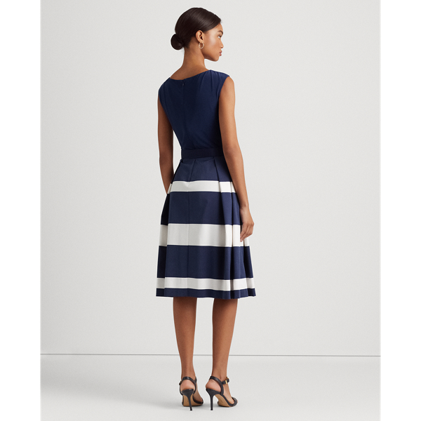 Faille-Jersey-Cocktailkleid mit G&uuml;rtel Lauren in Refined Navy/White 5
