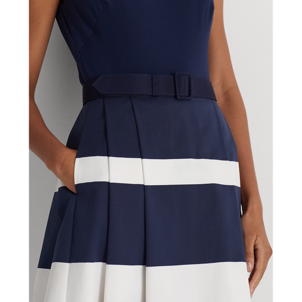 Faille-Jersey-Cocktailkleid mit G&uuml;rtel Lauren in Refined Navy/White 6