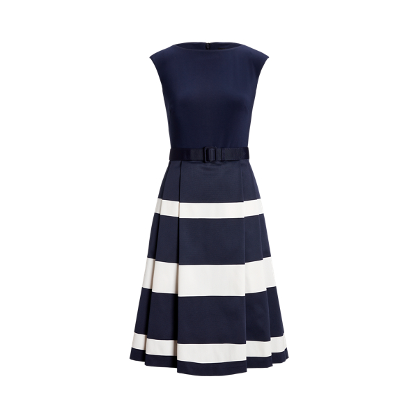 Faille-Jersey-Cocktailkleid mit G&uuml;rtel Lauren in Refined Navy/White 2