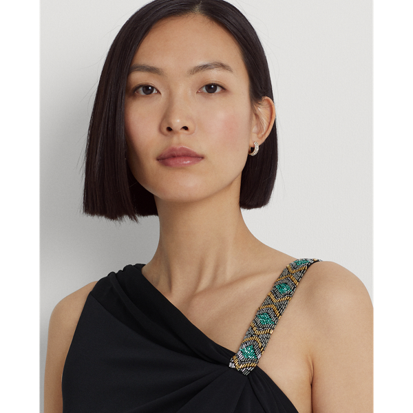 Perlenbesetztes Cocktailkleid aus Jersey Lauren in Schwarz 6