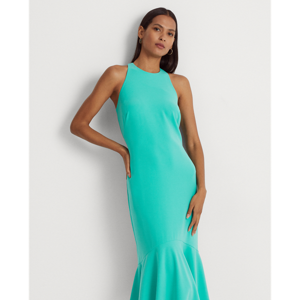 Natural Turquoise Double-Faced Crepe Sleeveless Dress Lauren 4