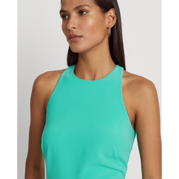 Natural Turquoise Double-Faced Crepe Sleeveless Dress Lauren 6