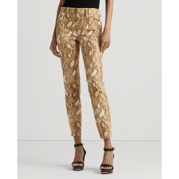 Knöchellange Skinny-Jeans mit Druck Lauren in Creme multi 4