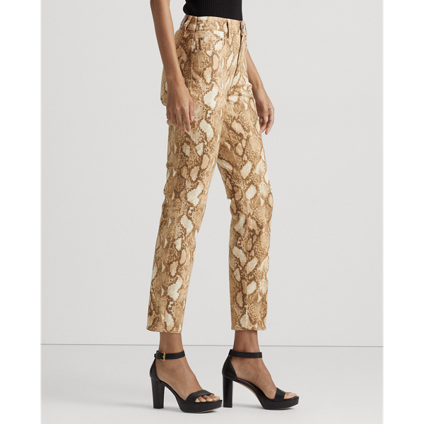 Knöchellange Skinny-Jeans mit Druck Lauren in Creme multi 5