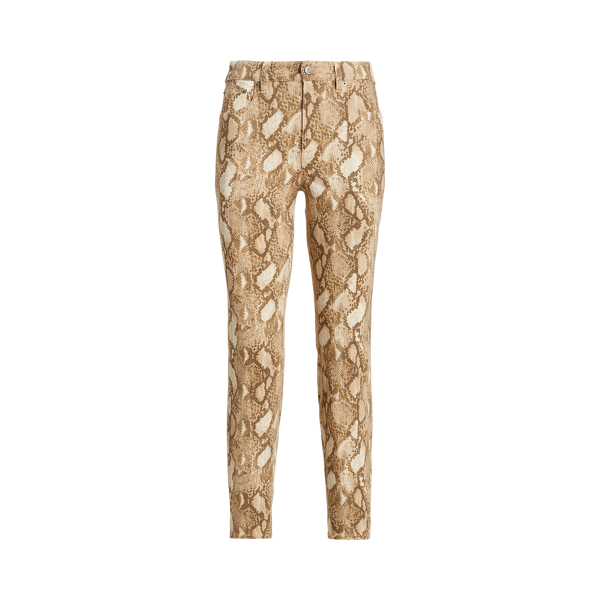 Knöchellange Skinny-Jeans mit Druck Lauren in Creme multi 2