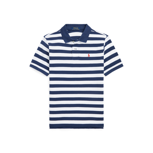 Striped Cotton Mesh Polo Shirt