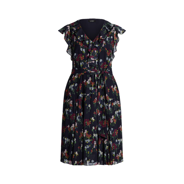 Gebloemde georgette jurk met kreukeffect Lauren Woman in 1
