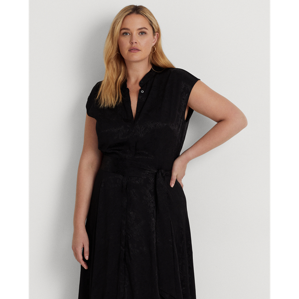 Robe-chemise sans manches en jacquard Lauren Woman en Noir 4