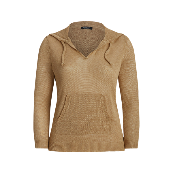 Pull &agrave; capuche en lin Lauren Woman en 1