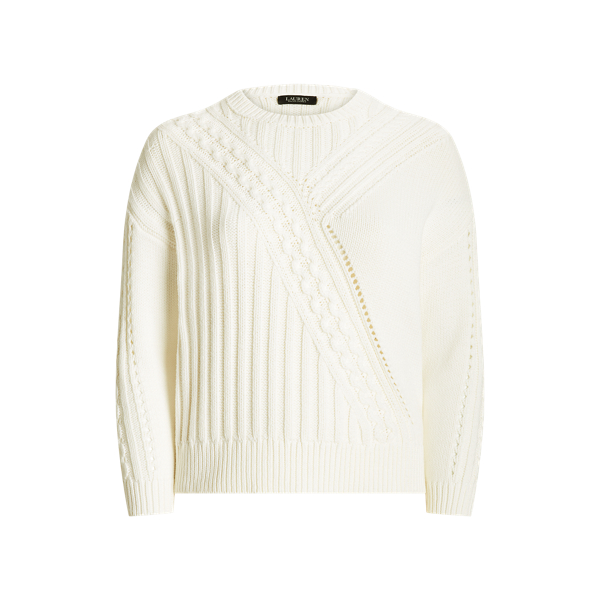 Pull col rond en coton m&eacute;lang&eacute; Lauren Woman en 1