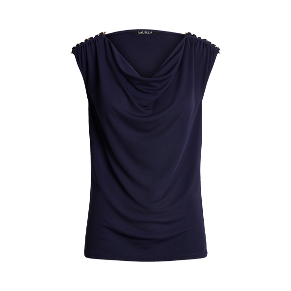 売れ筋商品|||ラルフローレン Tシャツ レディース トップス PRIYANNE JERSEY SLEEVELESS COWLNECK TOP - Print T-shirt - refined navy Jersey Sleeveless Cowlneck Top