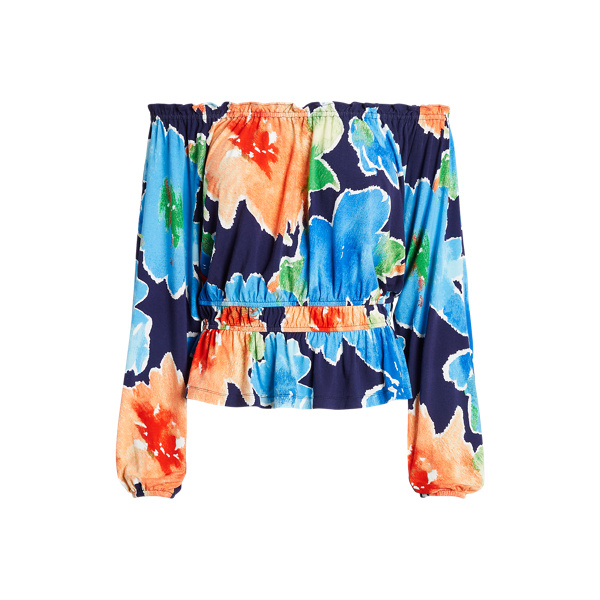 Gebl&uuml;mtes schulterfreies Jersey-Top Lauren Petite in 1