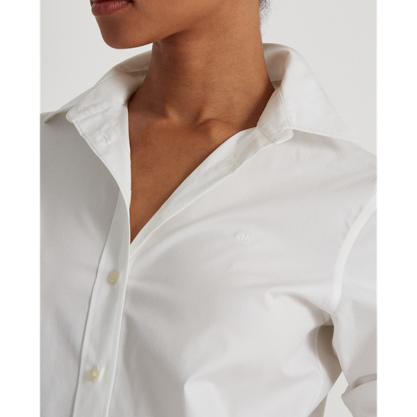 Chemise infroissable popeline de coton Lauren Petite en Blanc 6