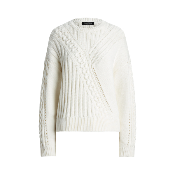 Cotton-Blend Crewneck Jumper Lauren Petite 1
