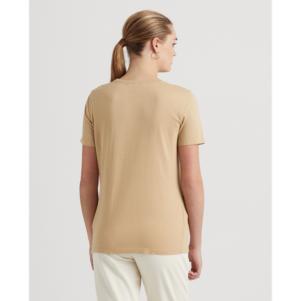 Birch Tan Eyelet Logo Cotton-Blend Tee Lauren 5