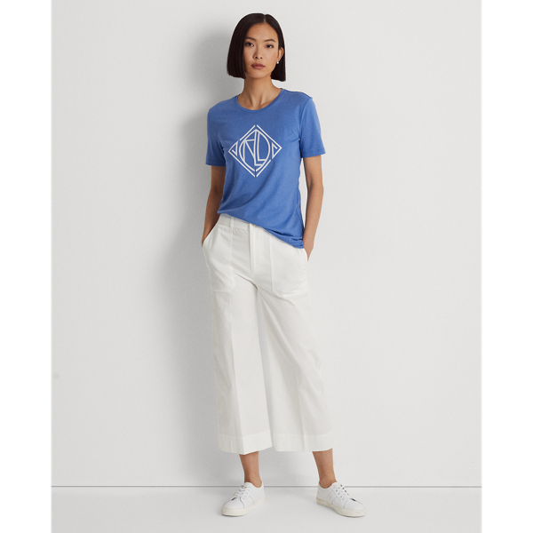 New England Blue Logo Cotton-Blend Tee Lauren 4
