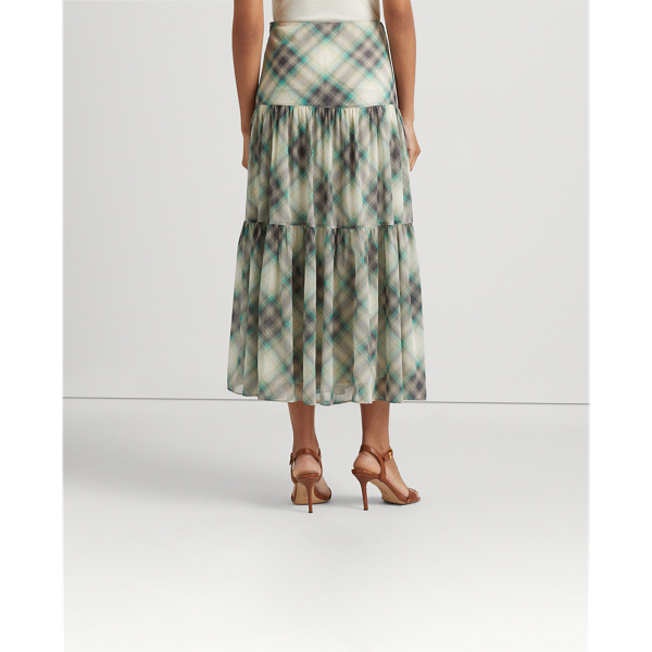 Karo-Stufenrock aus Knittergeorgette Lauren in Creme multi 5