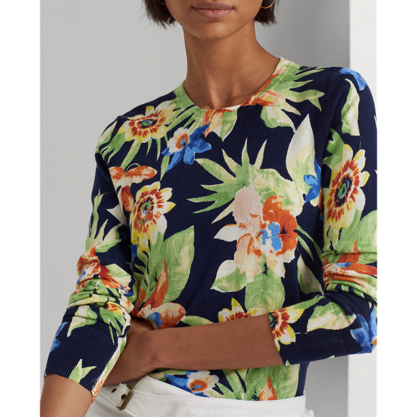 Gebl&uuml;mter Baumwoll-Pullover Lauren in Navy multi 6