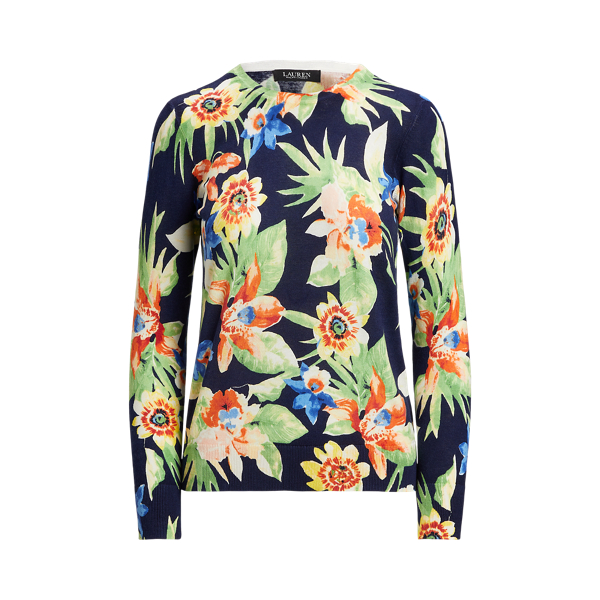 Gebl&uuml;mter Baumwoll-Pullover Lauren in Navy multi 2