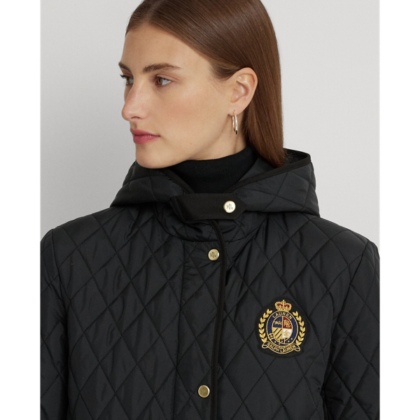 Black Crest-Patch Quilted Jacket Lauren 6