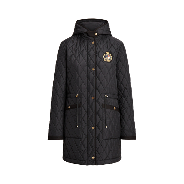 Black Crest-Patch Quilted Jacket Lauren 2