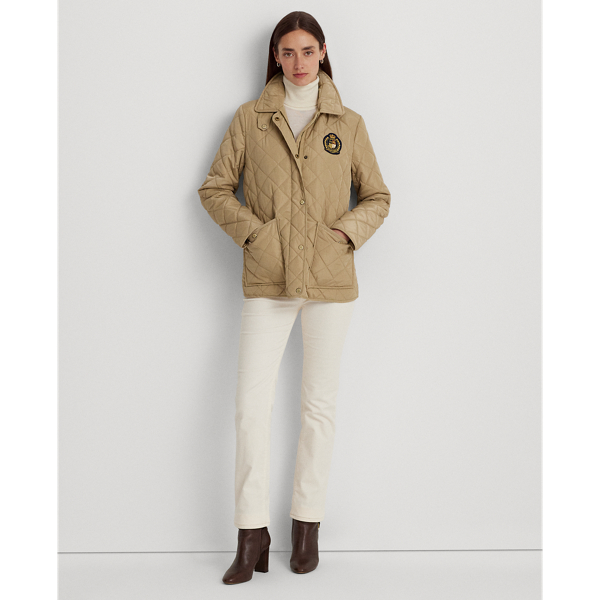 Birch Tan Crest-Patch Quilted Jacket Lauren 4