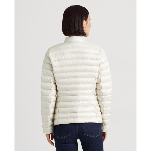 Metallic gewatteerde donsjas Lauren in Cream 5