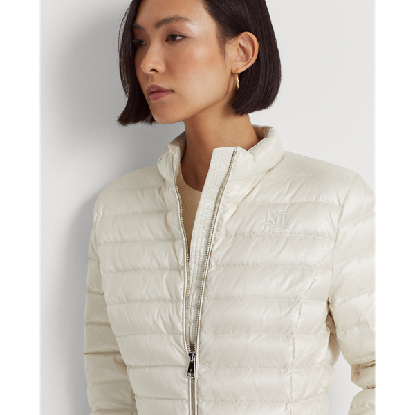 Metallic gewatteerde donsjas Lauren in Cream 6
