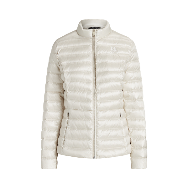 Metallic gewatteerde donsjas Lauren in Cream 2