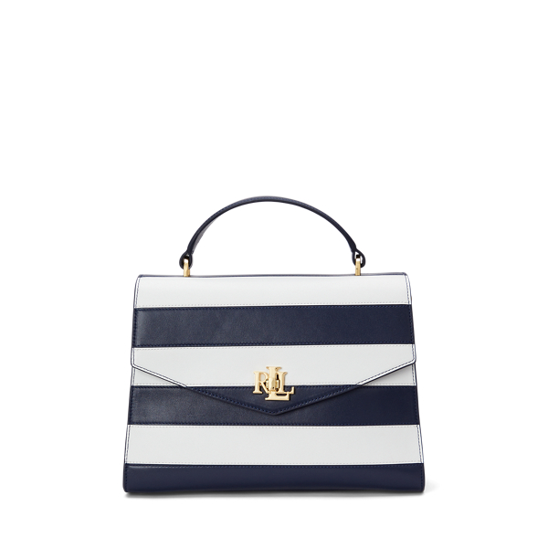Striped Leather Medium Farrah Satchel