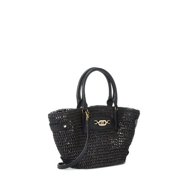 Black Straw Small Daphney Tote Bag Lauren 2