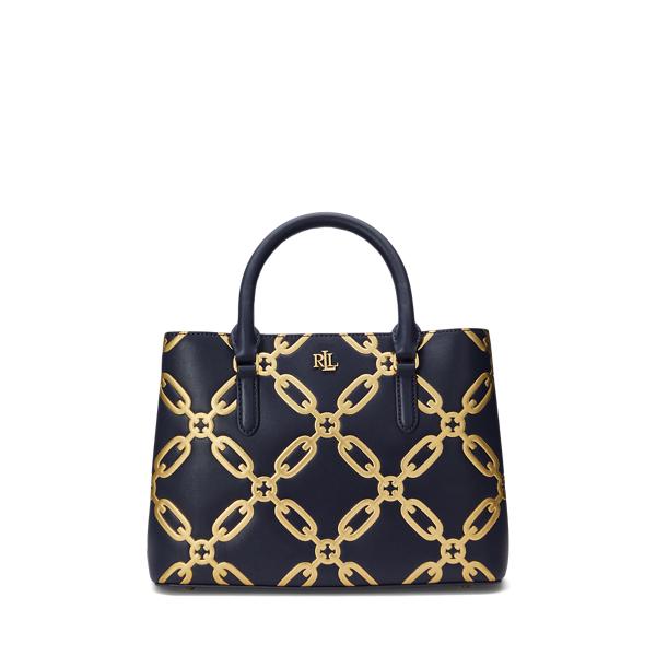 Foil-Print Leather Medium Marcy Satchel